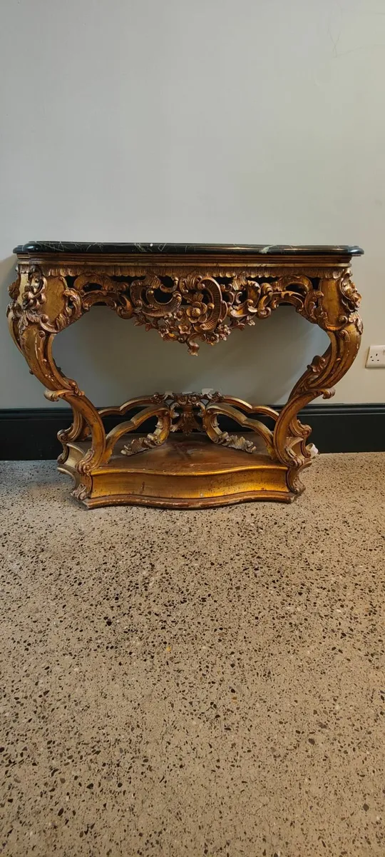 Antique Gold mirror and counter piece - Image 2