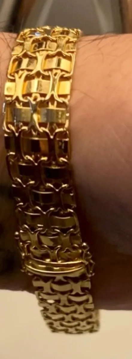 14 k Yellow Rolled Gold Mirrored Link Bracelet - Image 3