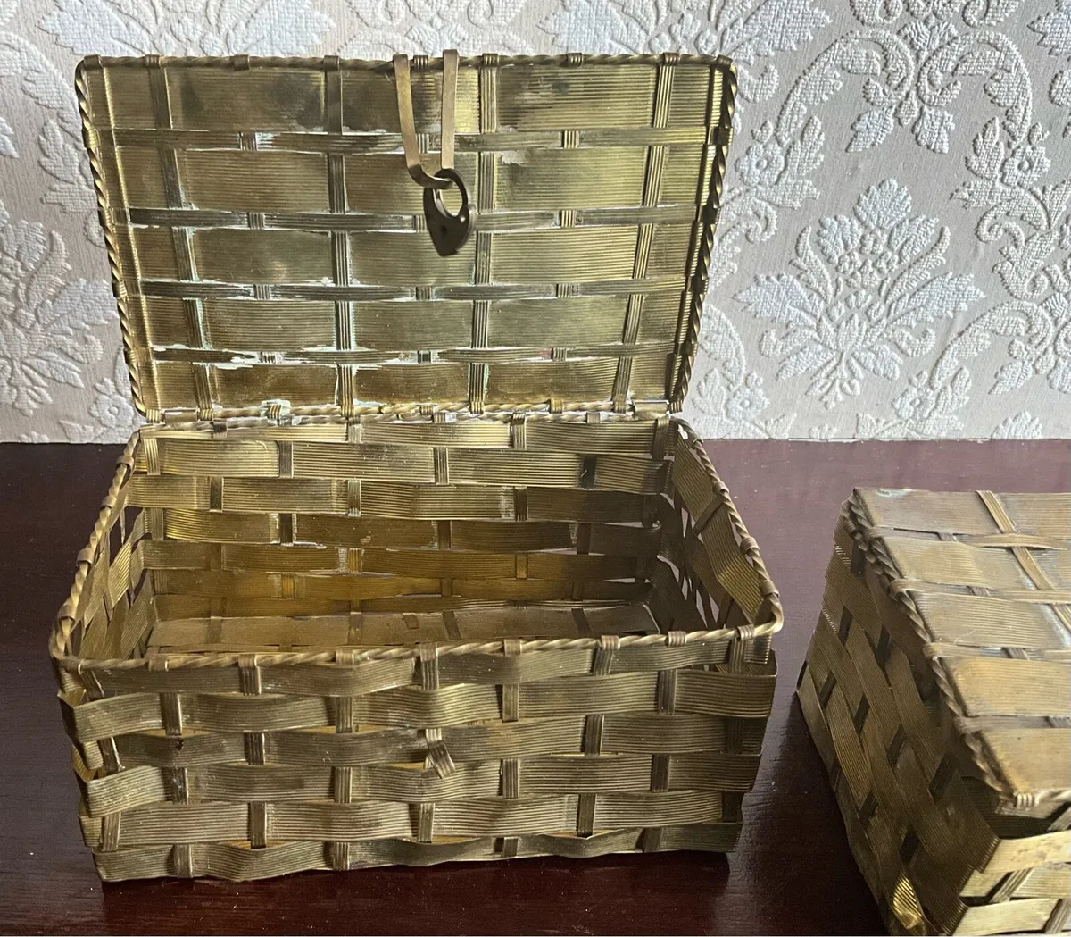 Late Century Japanese Woven Brass Boxes - Image 4