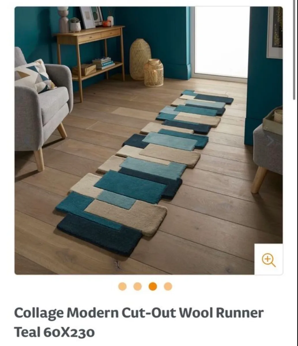 Collage Modern Cut-Out Wool Runner Teal 60X230 - Image 1