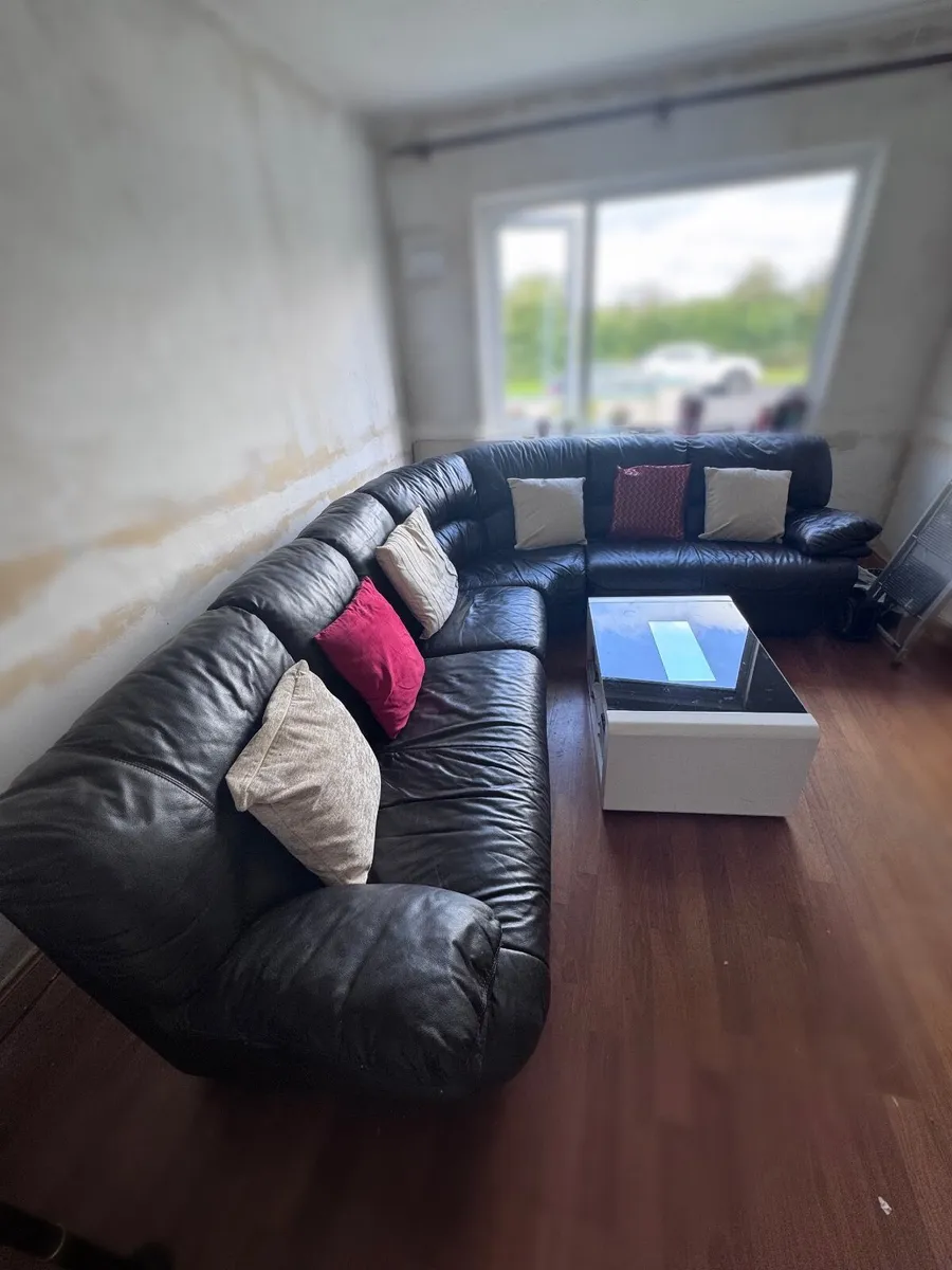 Leather Corner Couch and coffee table - Image 1
