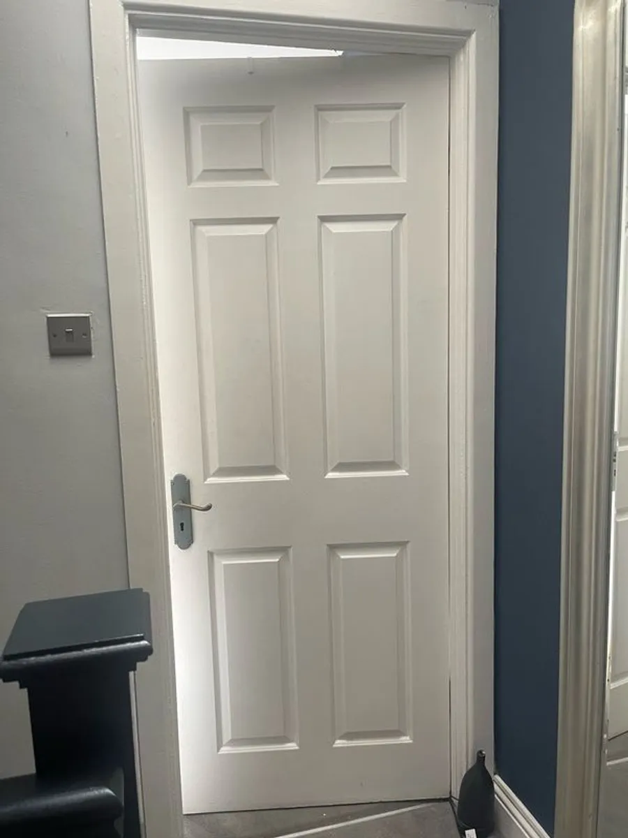 3 White Panel Doors With Handles and two locks - Image 1