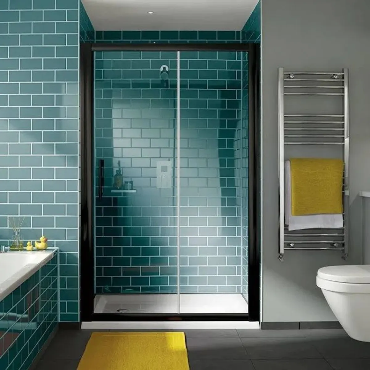 New in box Black slider shower door 1500 - Image 1