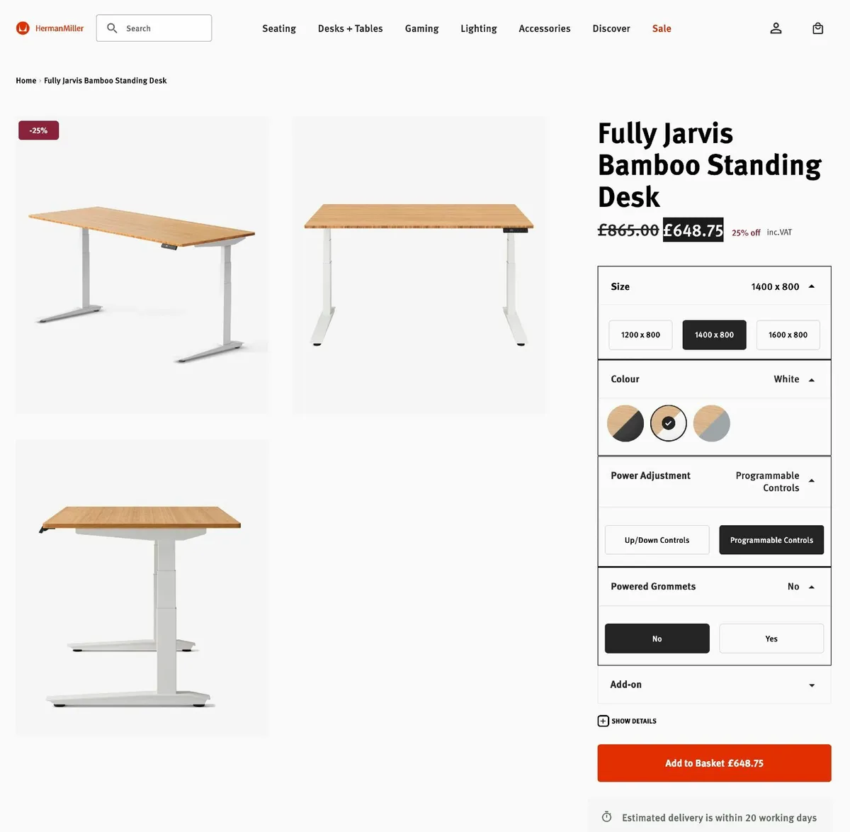 Fully (Herman Miller) Jarvis Bamboo Standing Desk - Image 3