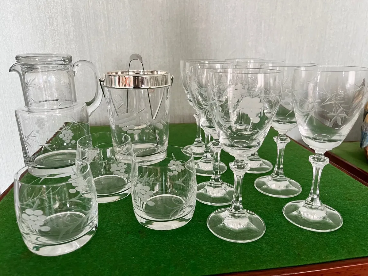 Penrose Irish Crystal (Waterford) etched wine set - Image 1