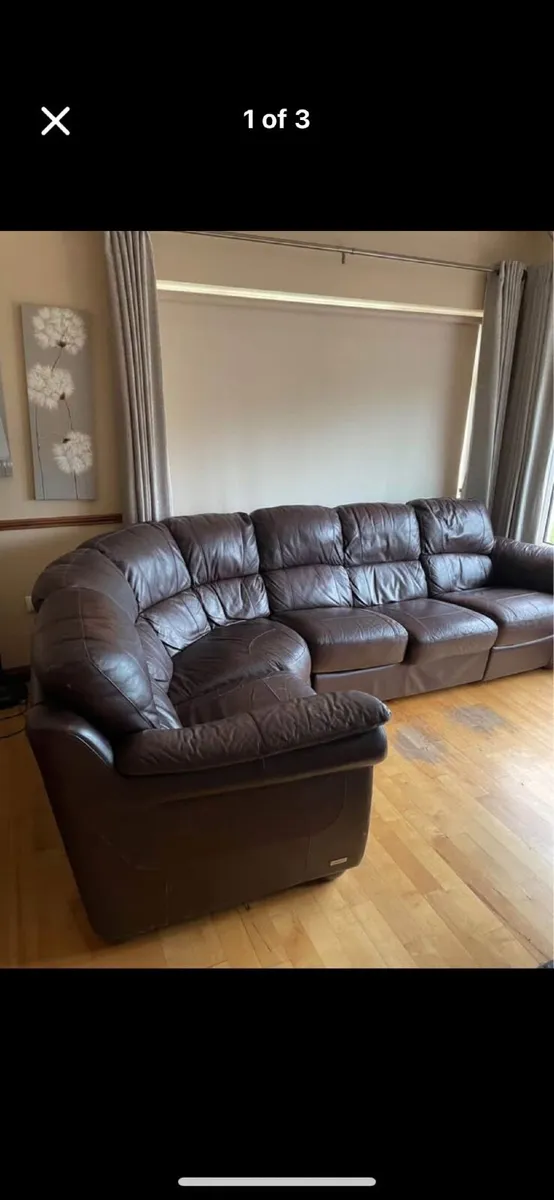 Italian Leather Corner Suite - Image 1