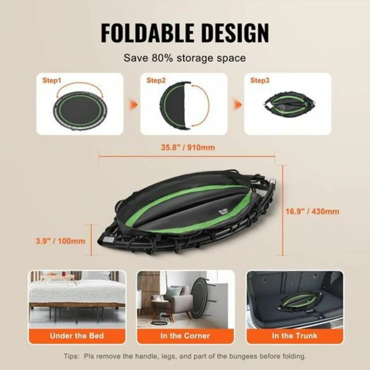 Foldable Mini Fitness Trampoline  Heavy Duty - Image 2