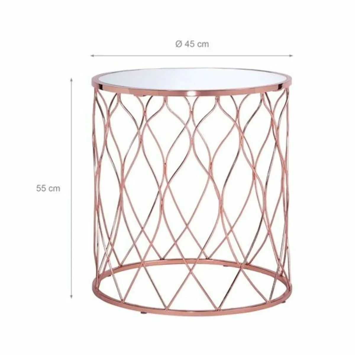 Copper Side Table Set of 2 with Mirror Glass Tops - Image 2