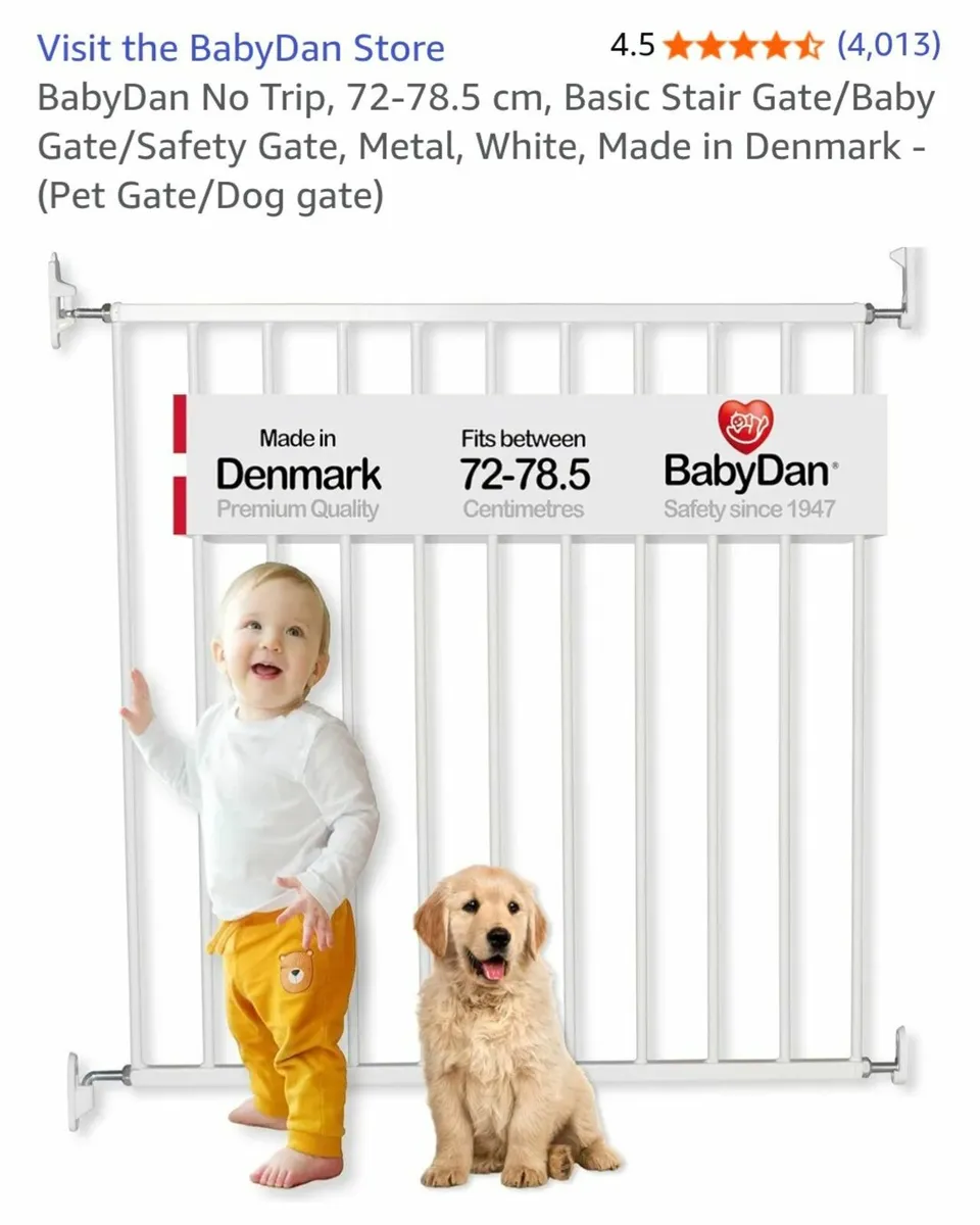 BabyDan No Trip Screw Mounted Safety Gate, White - Image 2