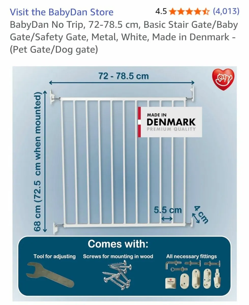 BabyDan No Trip Screw Mounted Safety Gate, White - Image 3
