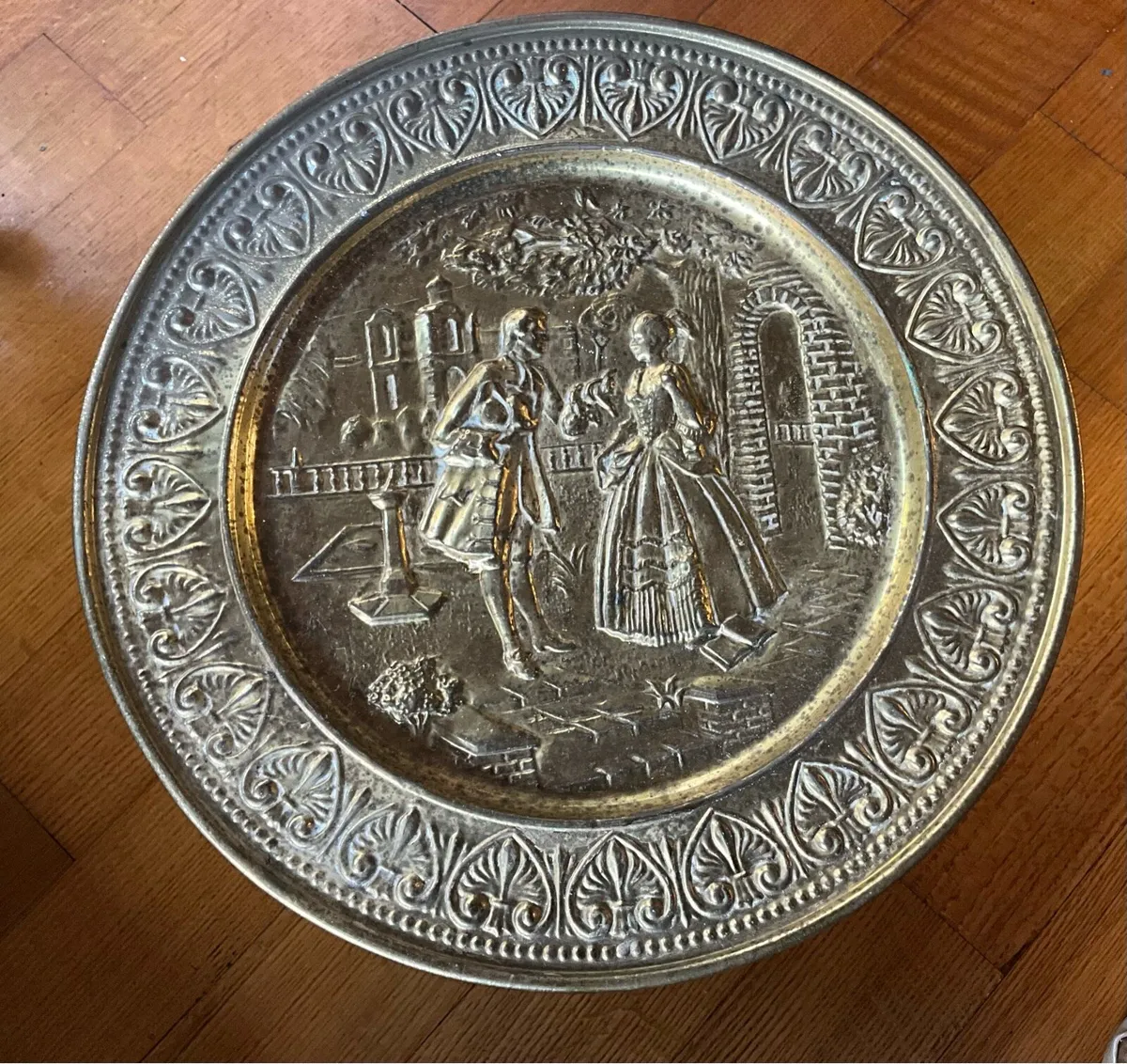 Vintage Hammered Brass Wall Plaque 36cm - Image 3