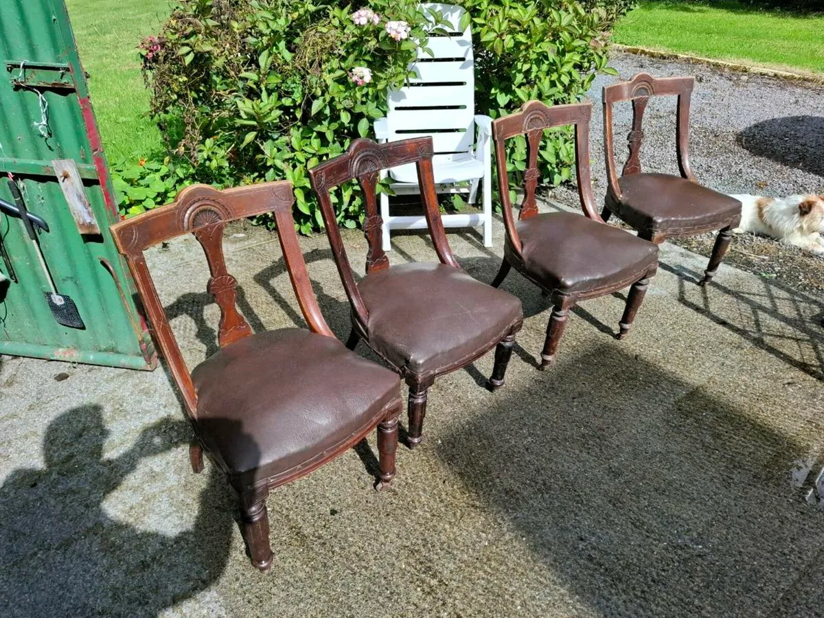 Antique Victorian Oak Dining Chairs - Image 1