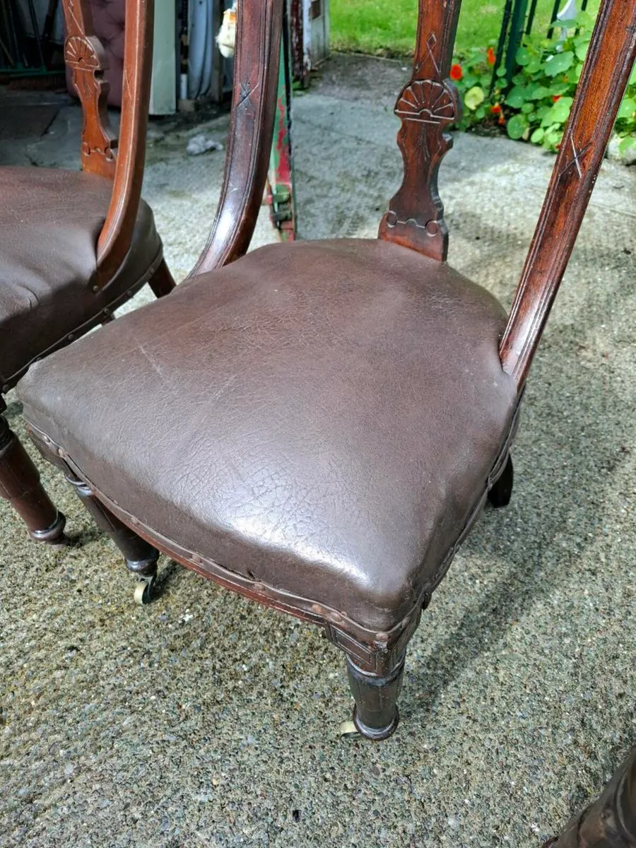 Antique Victorian Oak Dining Chairs - Image 2