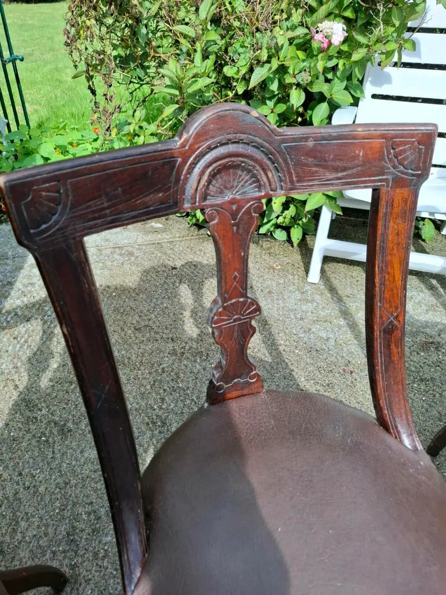Antique Victorian Oak Dining Chairs - Image 3