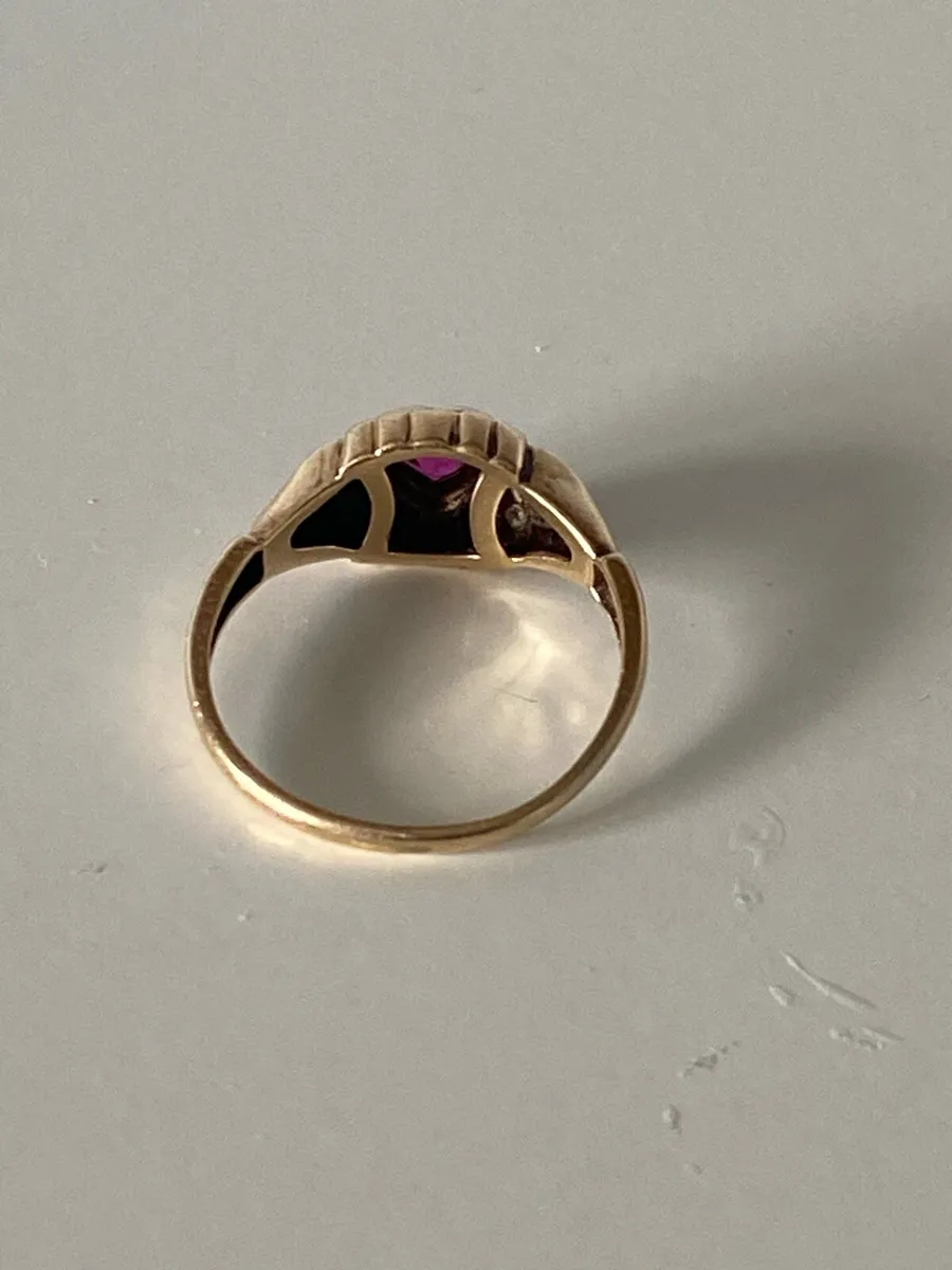Engagement ring -  18k Ruby heart gold ring - Image 3