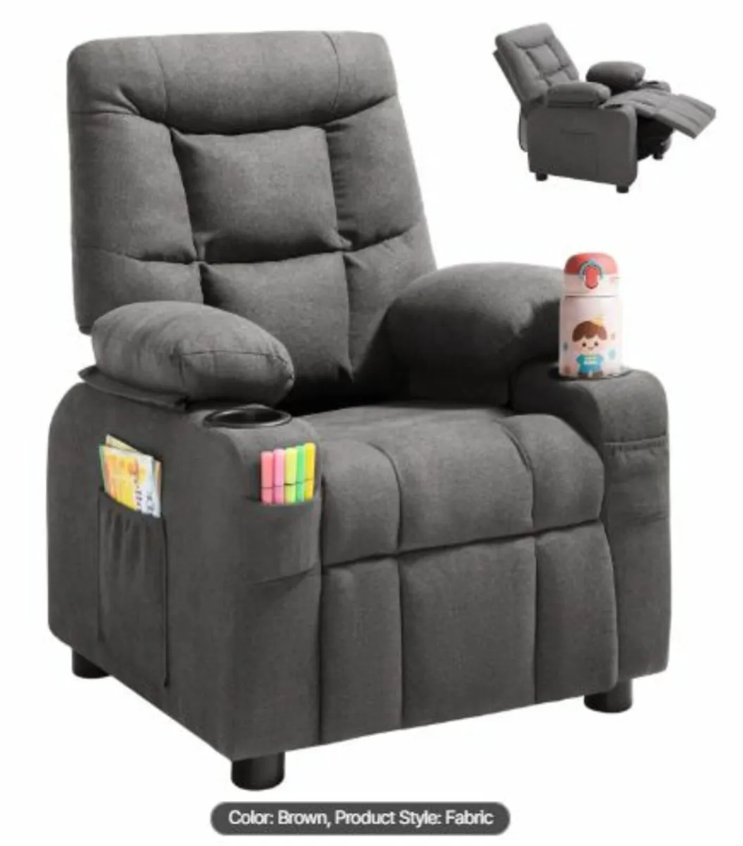 Kids Reclining Chair Toddler Recliner with Cup - Image 1