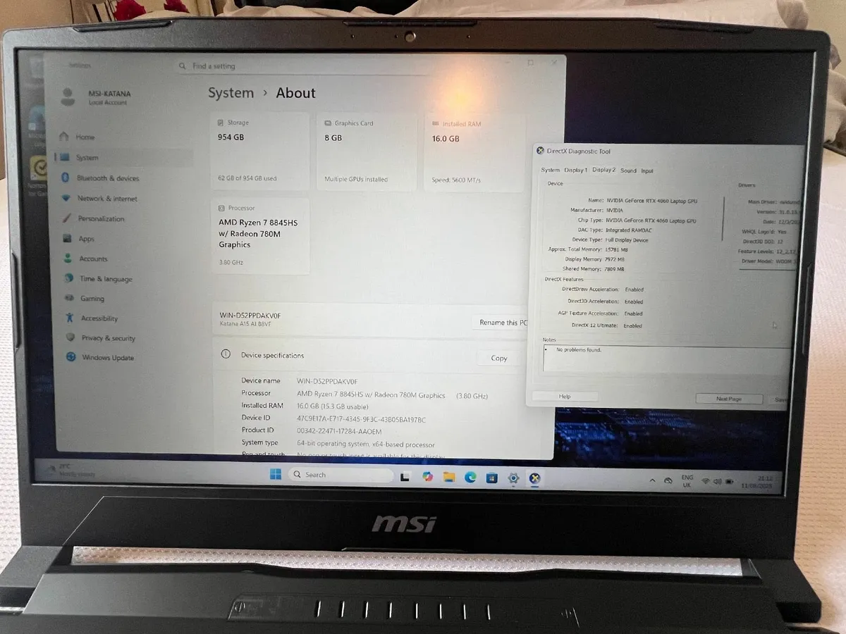 MSI Gaming Laptop  Ryzen 7, RTX 4060, 1 TB SSD - Image 3