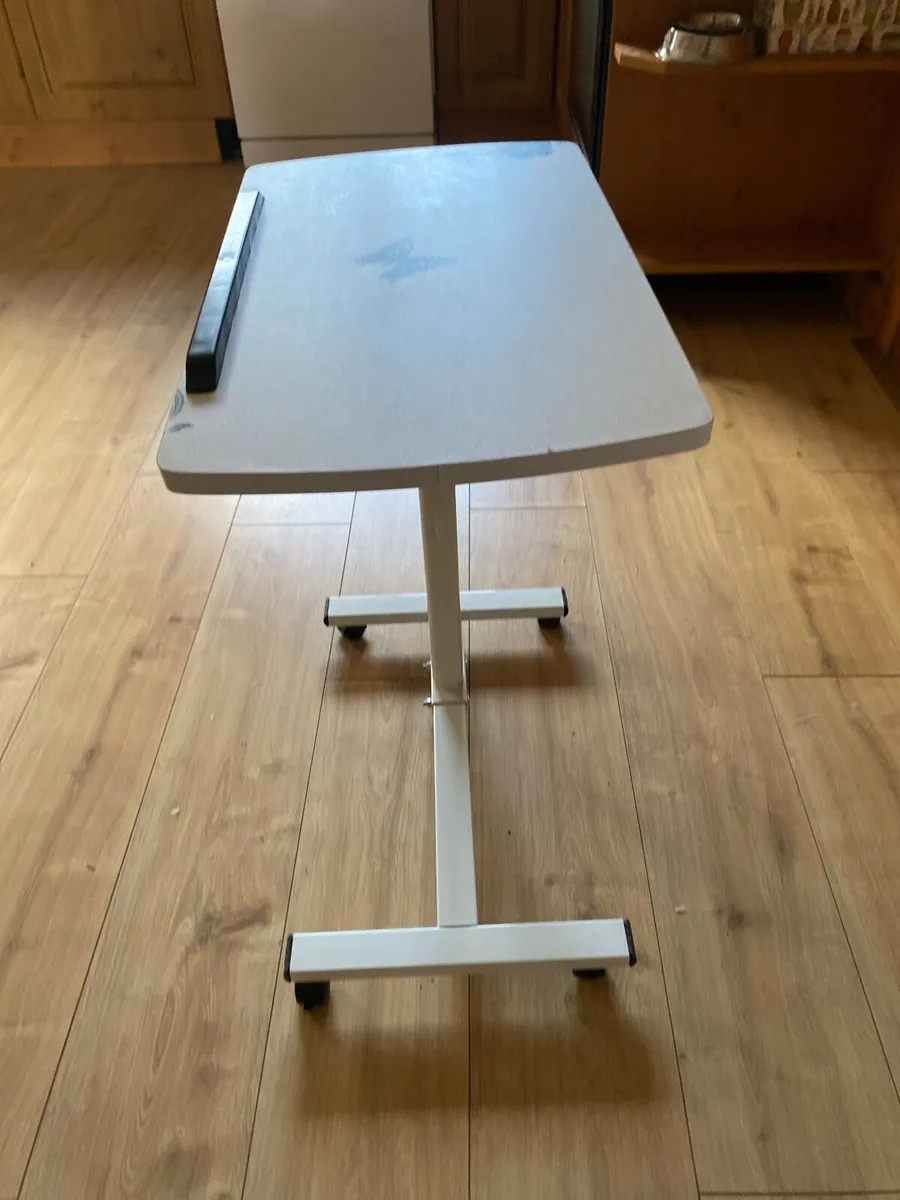 Over bed/chair adjustable table on wheels. - Image 2