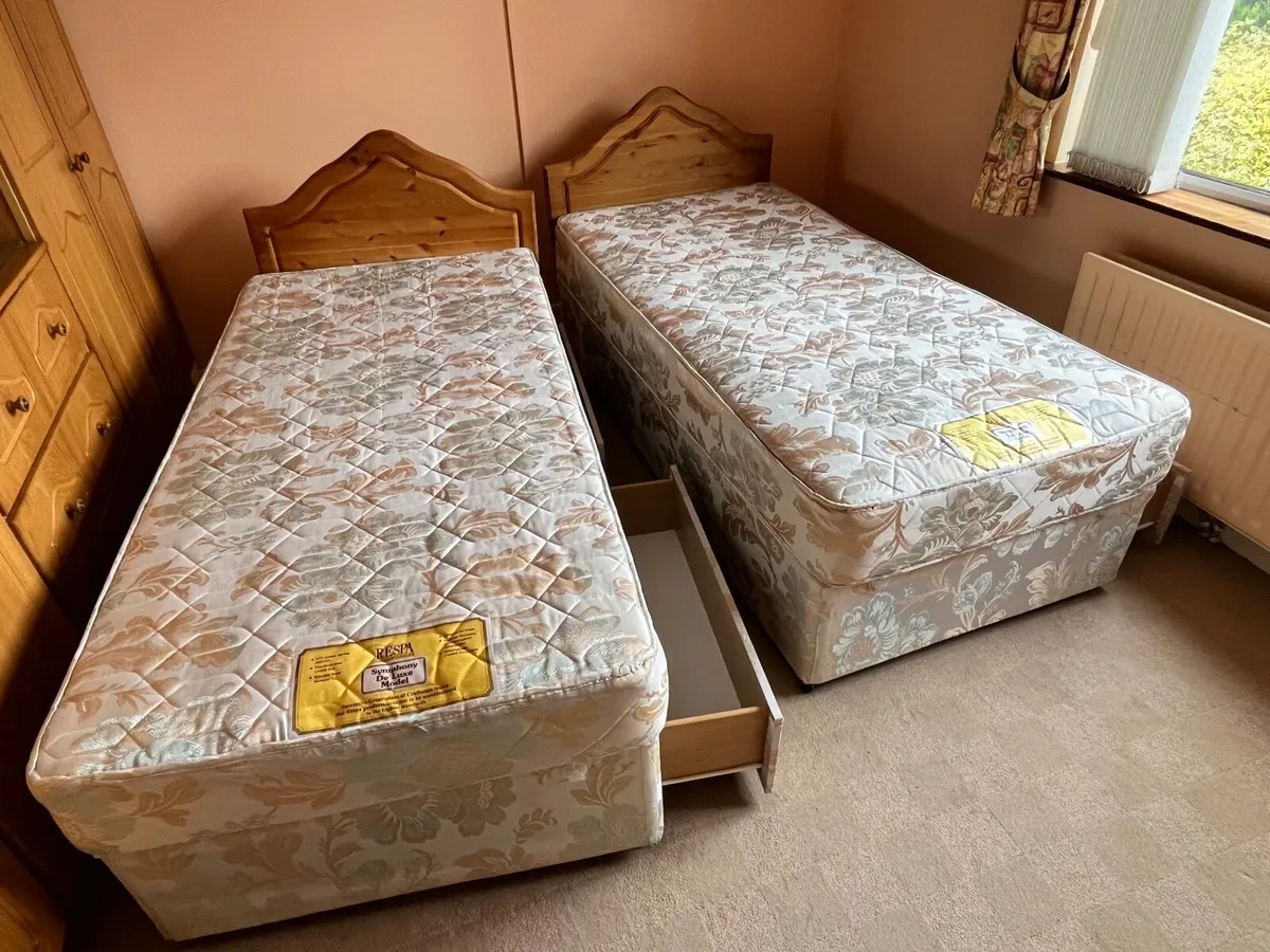 Single storage beds with mattresses and headboards - Image 1