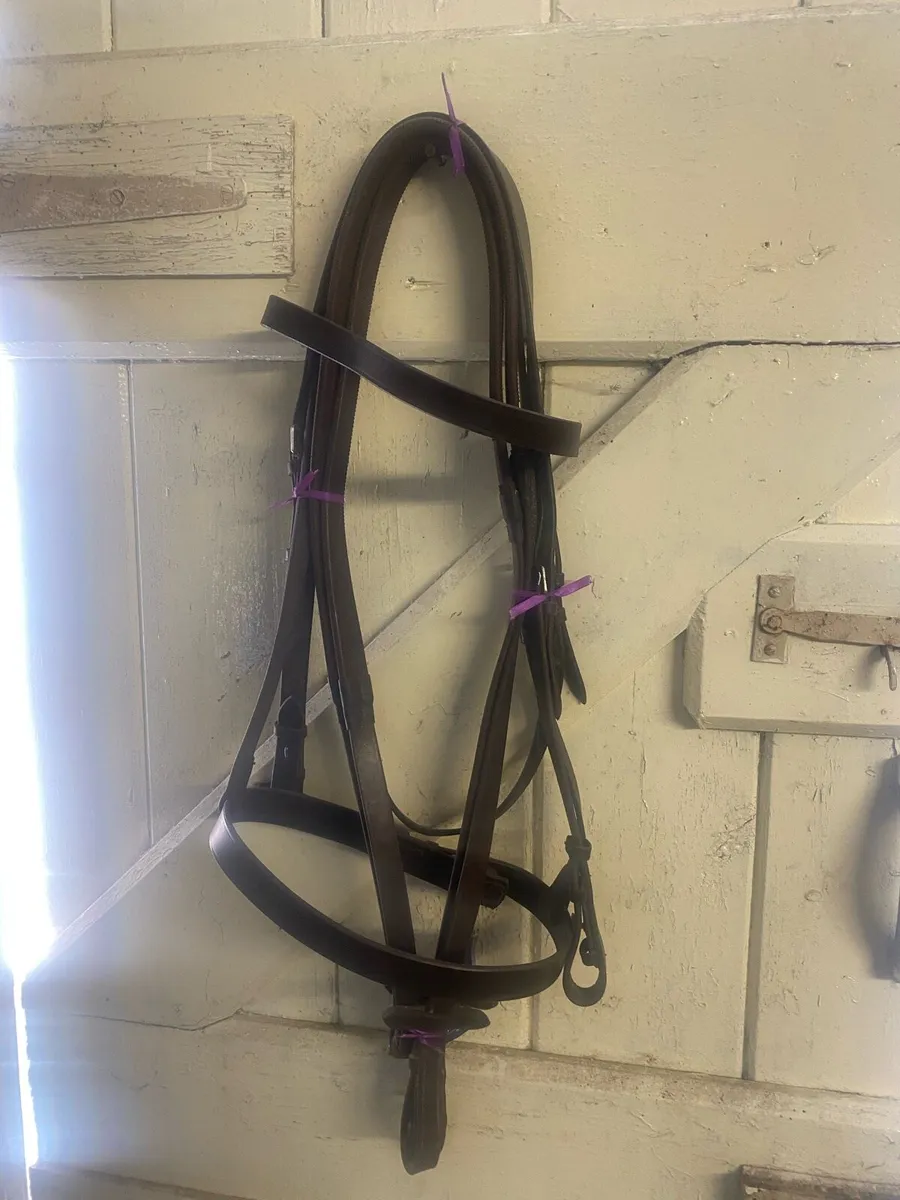 NEW Brown ex full hunt bridle with rubber reins - Image 1