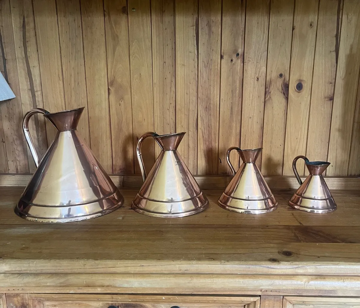 Antique Copper Measuring Jugs - Image 2