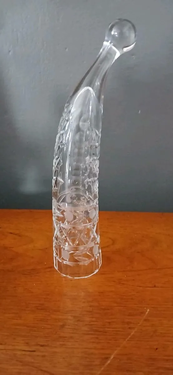 Vintage Crystal Glass Horn Wine Decanter - Image 1