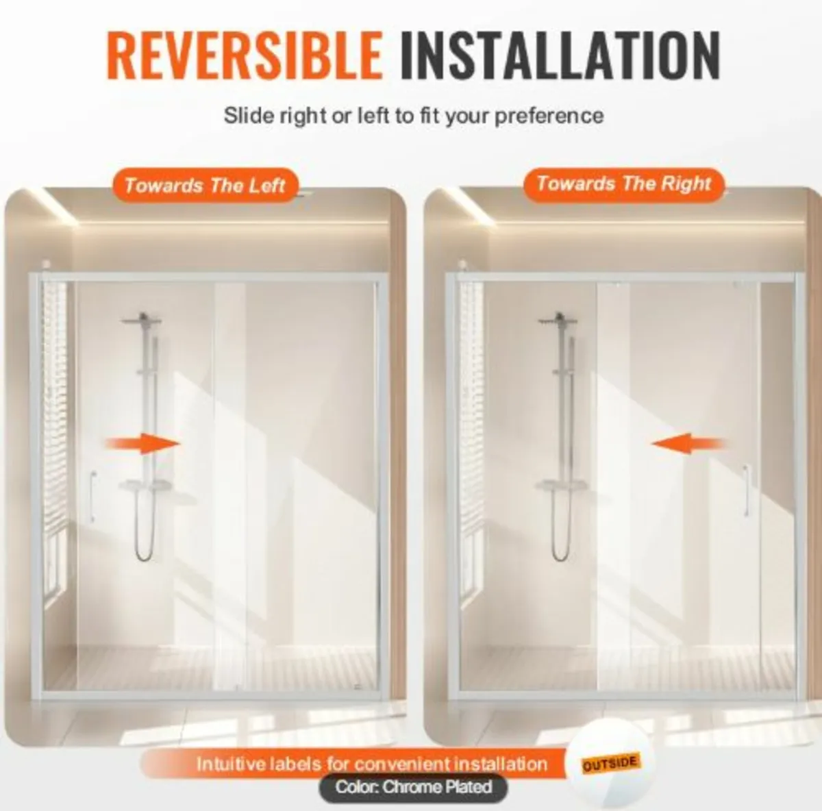 Semi-frameless Shower Door 57.7-59" x 70" SGCC - Image 2