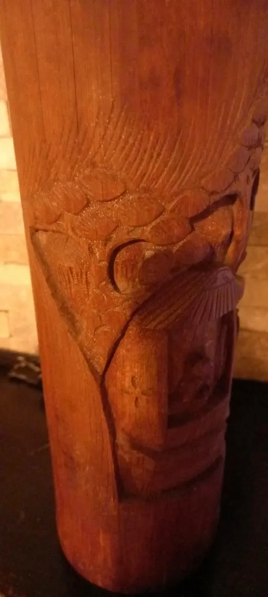 Antique hand-carved Bamboo pot. - Image 3