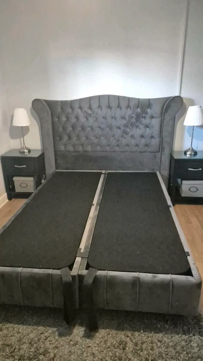 Grey Ottoman Double Bed and Headboard - Image 1