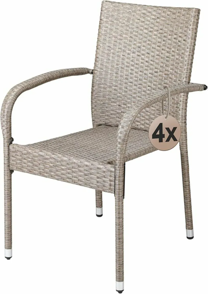 Garden Chairs Set of 4 Stackable - Image 1