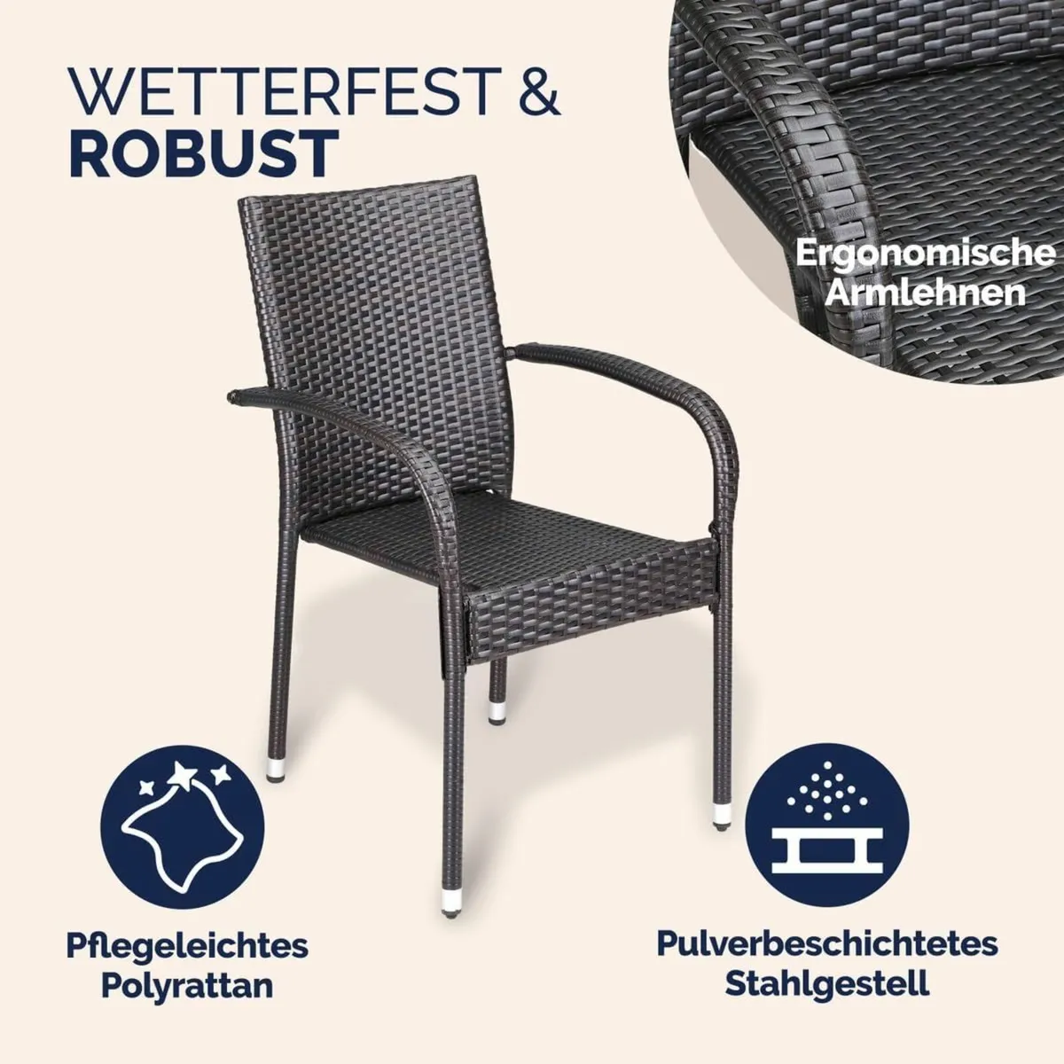Garden Chairs Set of 4 Stackable - Image 3