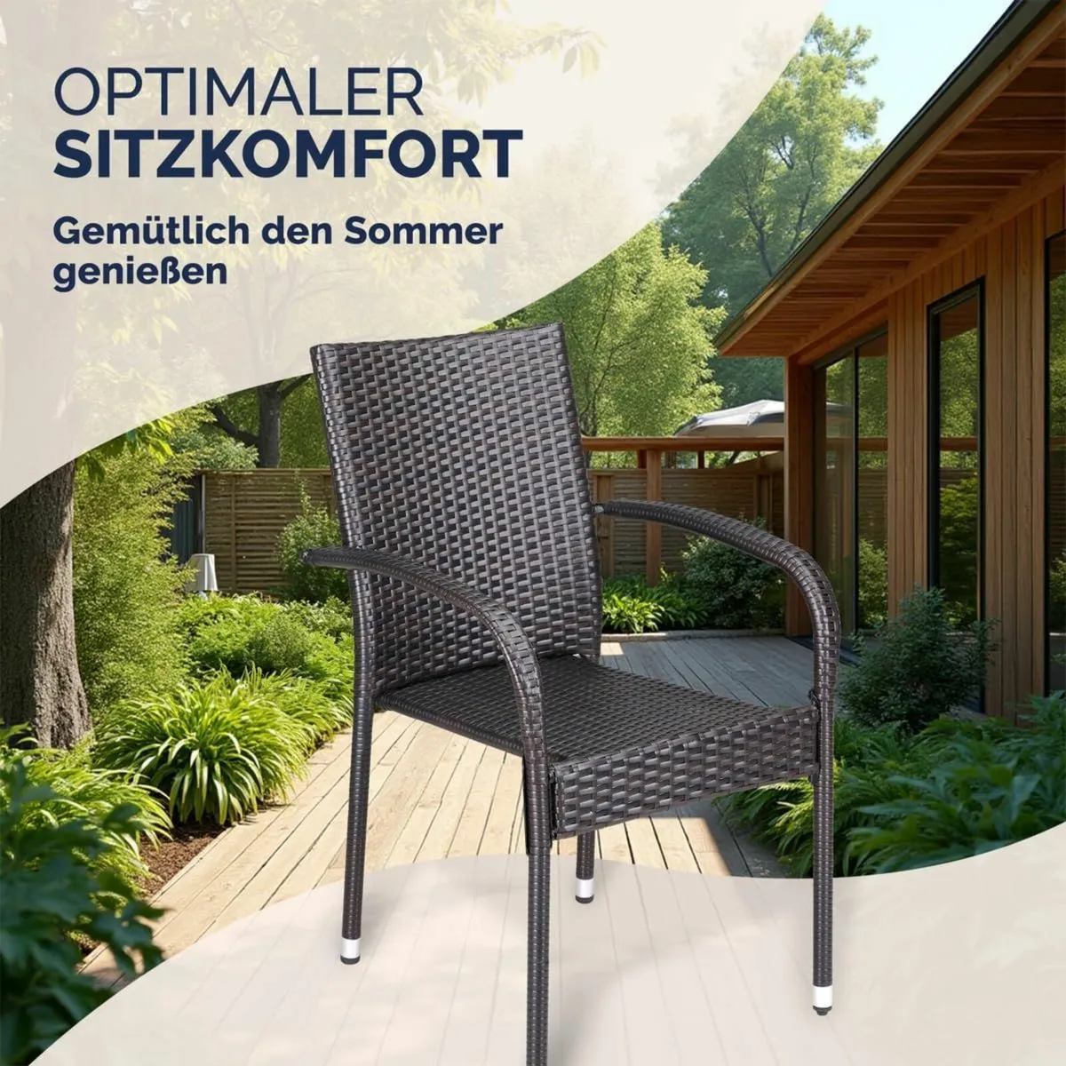 Garden Chairs Set of 4 Stackable - Image 4