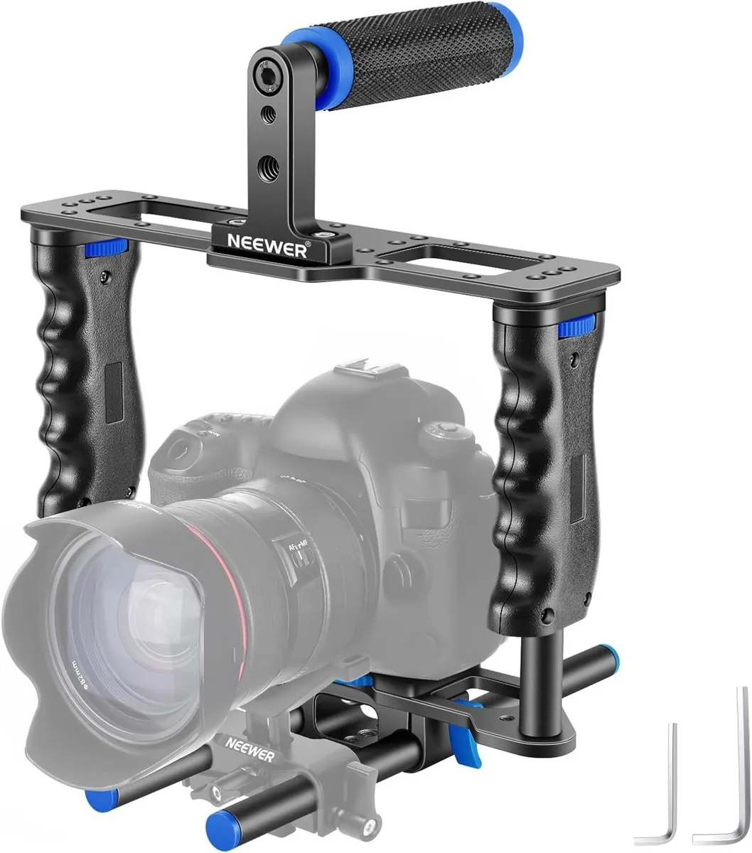 Neewer Camera Cage Rig with Top Handle & Dual Grip - Image 1