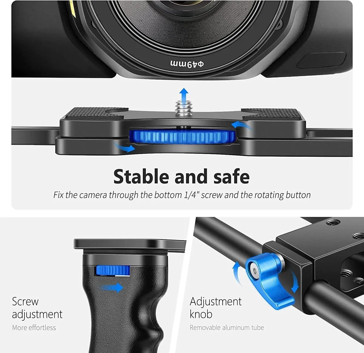 Neewer Camera Cage Rig with Top Handle & Dual Grip - Image 4
