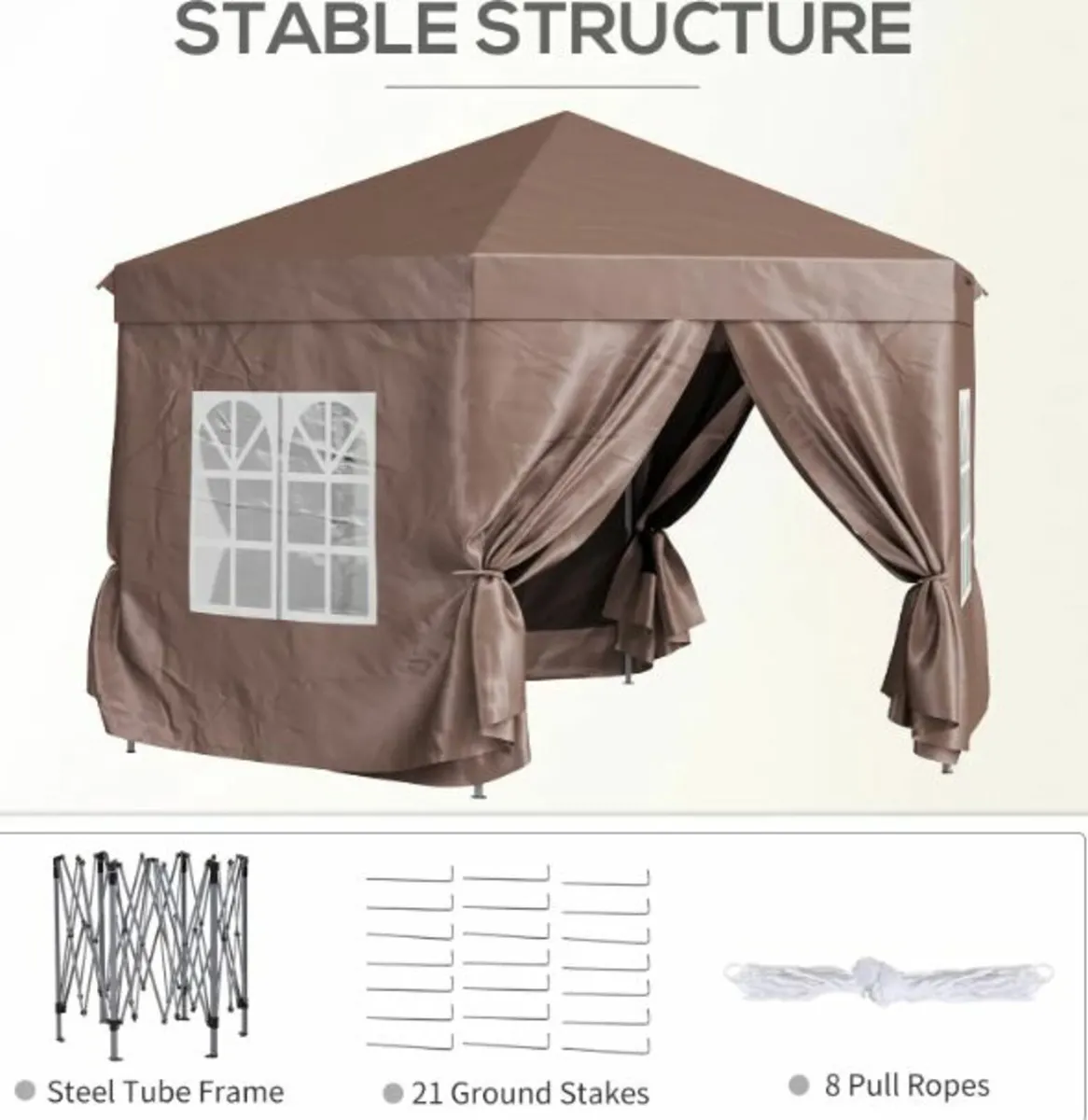 4x4m Hexagonal Pop up Gazebo - Garden Marquee - Image 4