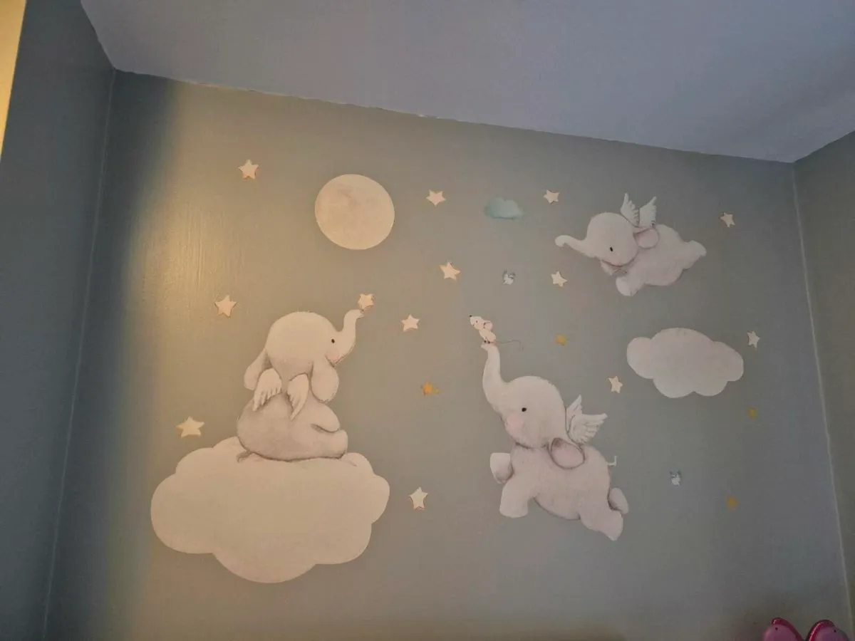 Kids Elephant Curtains and wall transfers - Image 2