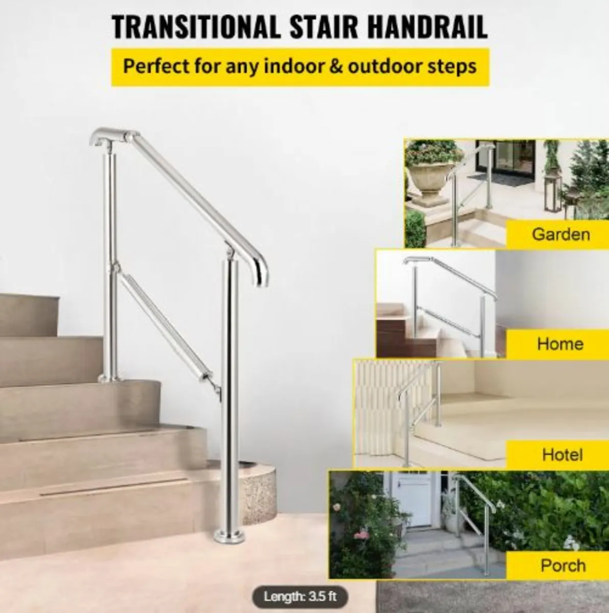 3 Step Railing Stainless Steel Transitional - Image 2