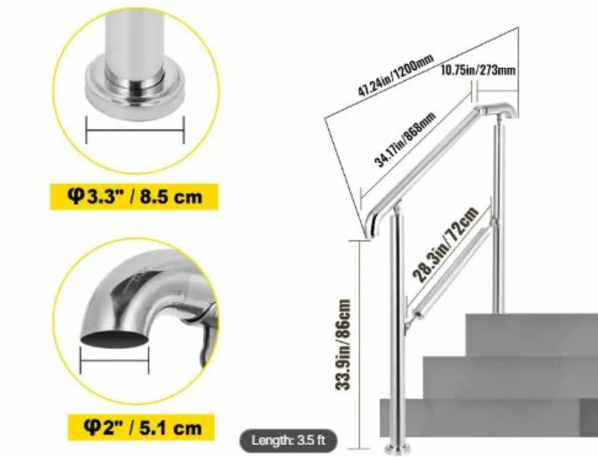 3 Step Railing Stainless Steel Transitional - Image 3