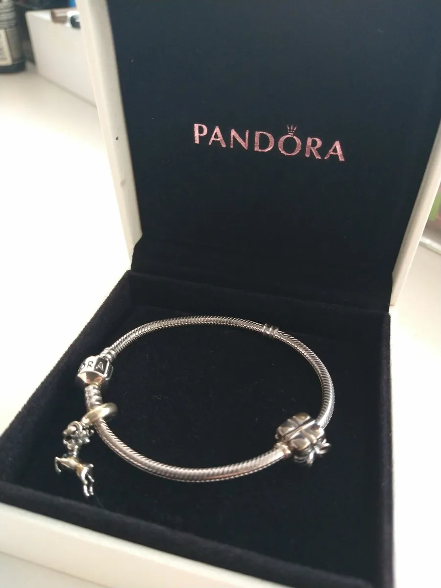 Pandora sterling silver bracelet with charms - Image 2