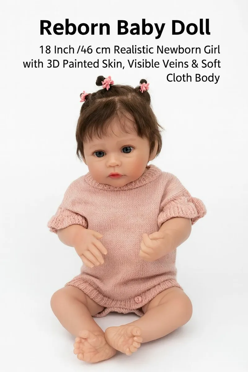 Reborn Baby with Realistic 3D-Paint Skin, 46cm - Image 2