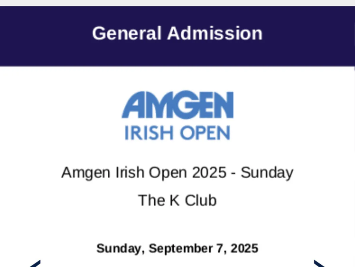 Irish Open SUNDAY 7th Sept ticket- face value