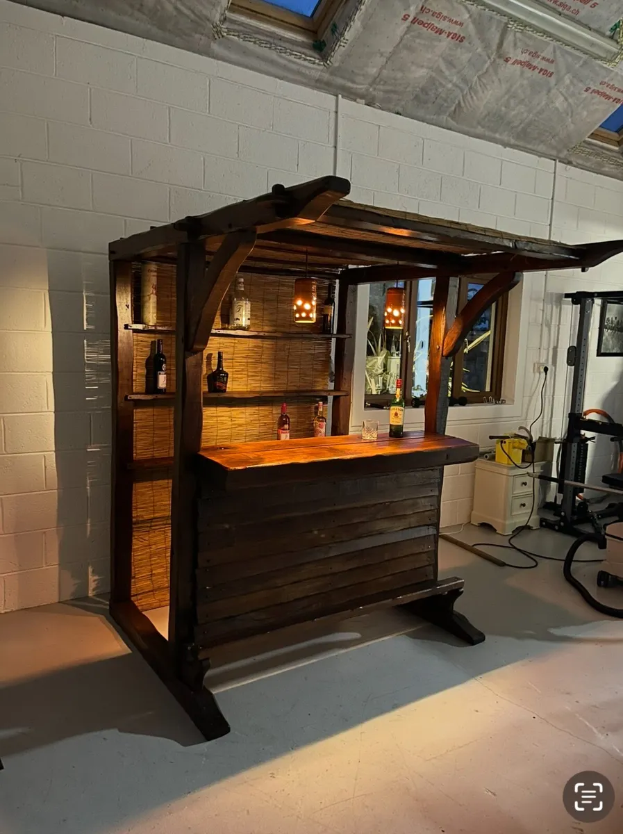 Solid Rustic Oak Drinks Bar - Image 3