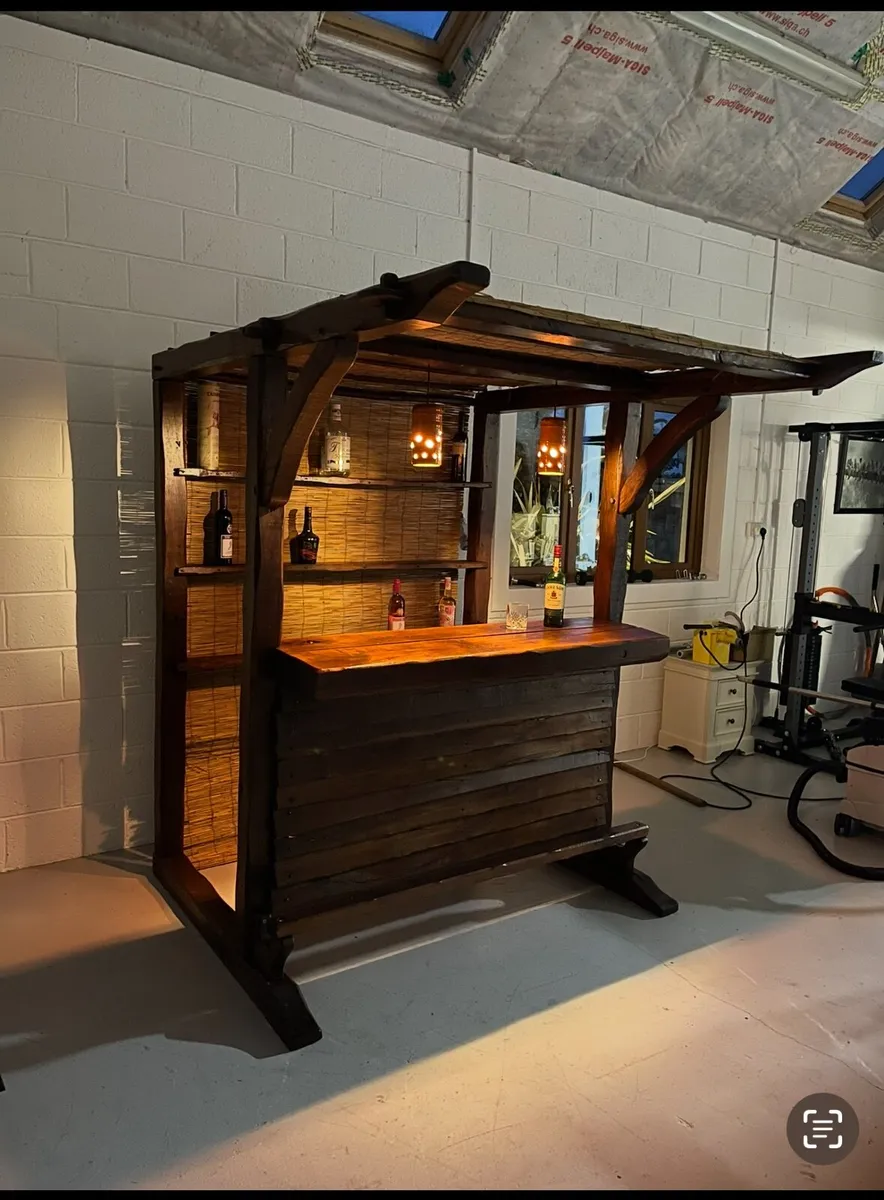 Solid Rustic Oak Drinks Bar - Image 4