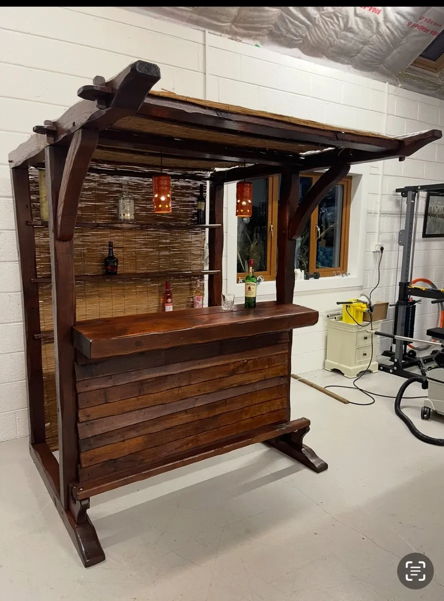 Solid Rustic Oak Drinks Bar - Image 1