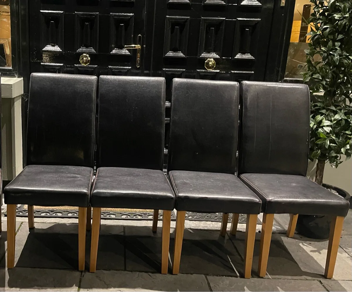 4 x Good Quality Leather Kitchen Dining Chairs - Image 1