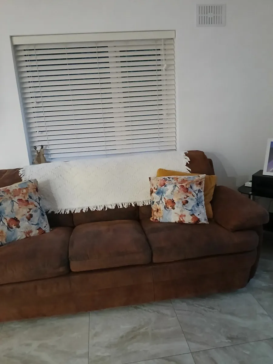 Two 3 seater brown sofas - Image 1