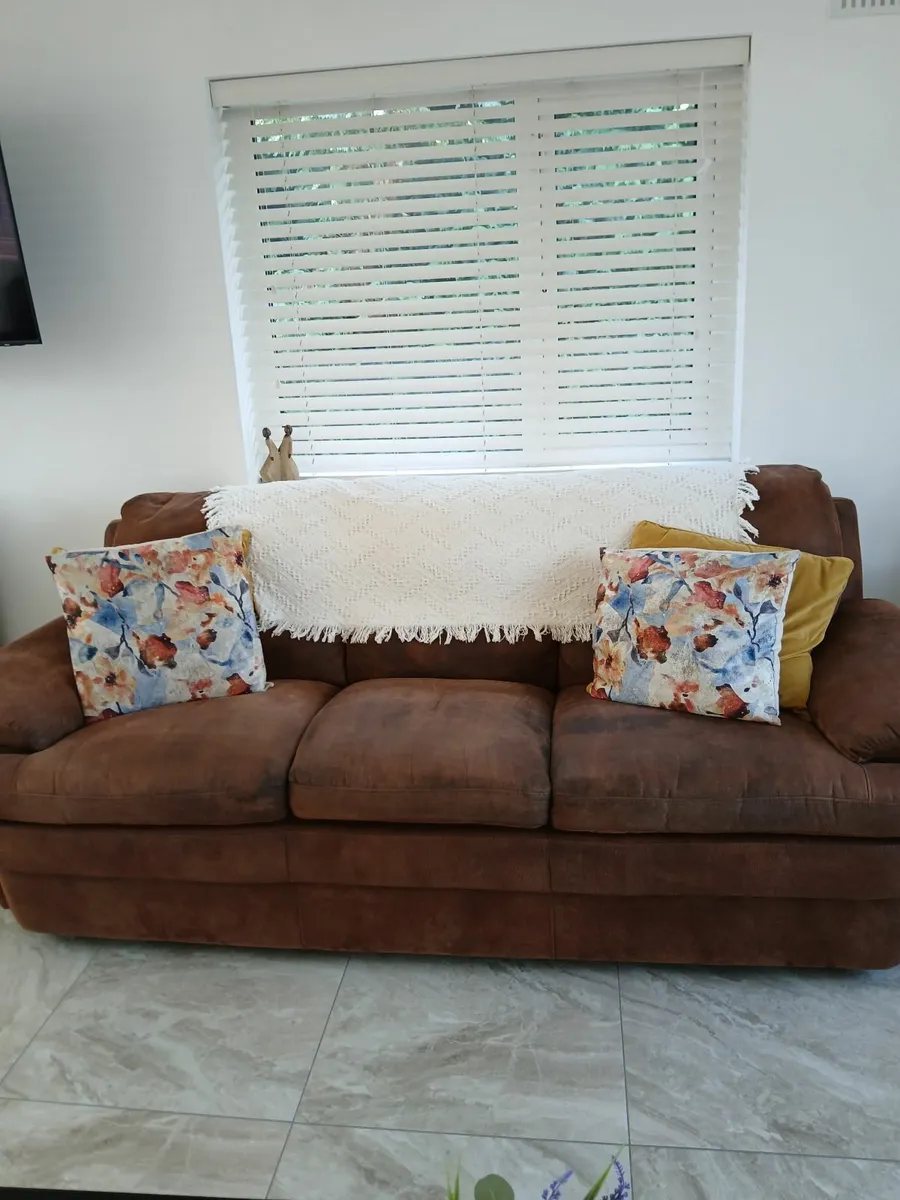 Two 3 seater brown sofas - Image 2