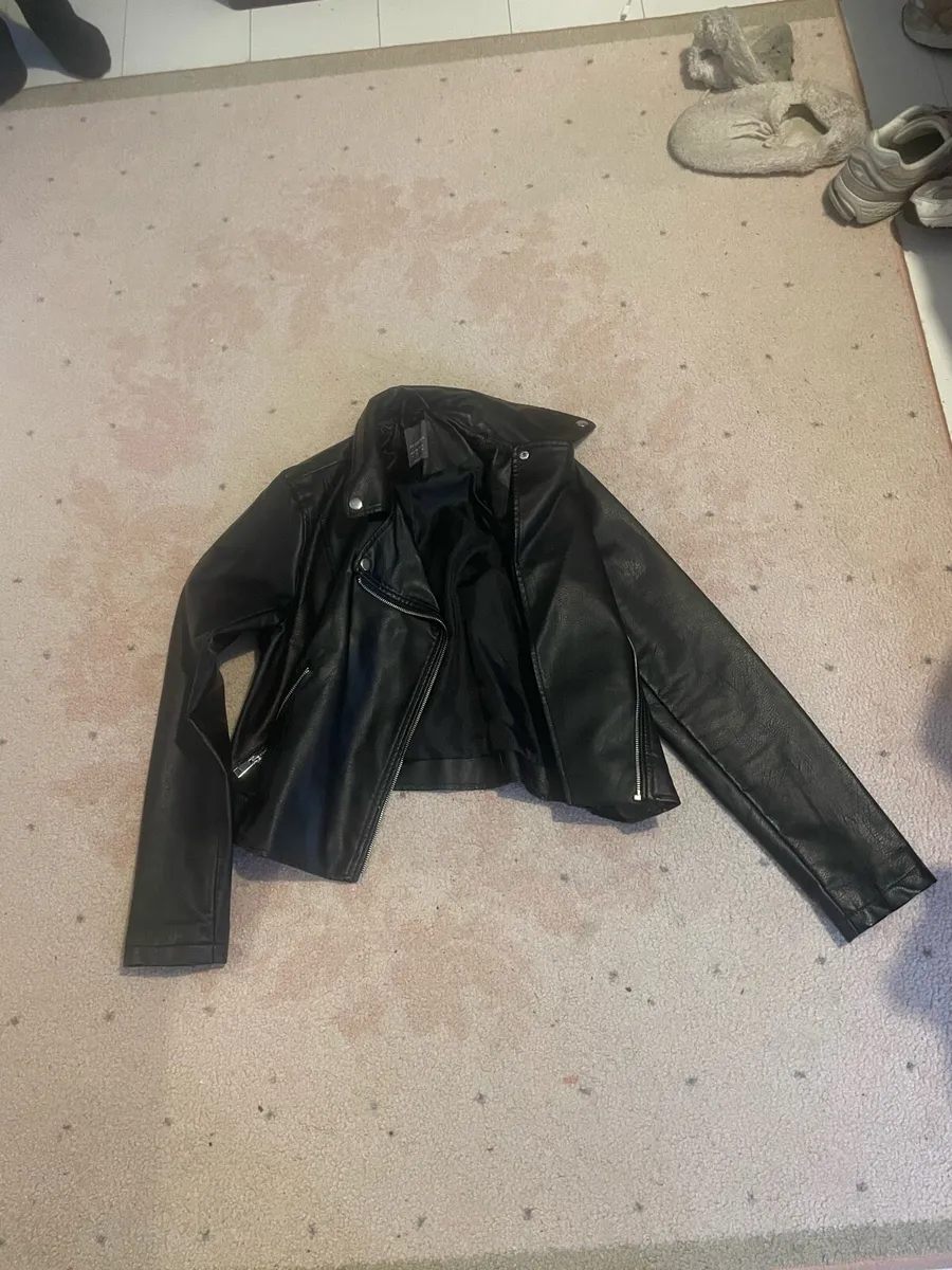 Women’s small black leather jacket - Image 1