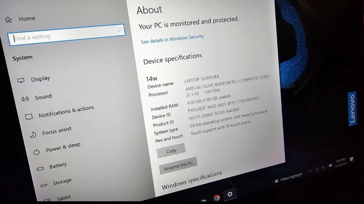 Lenovo 14w 4GB ram and 128GB window 10 - Image 3