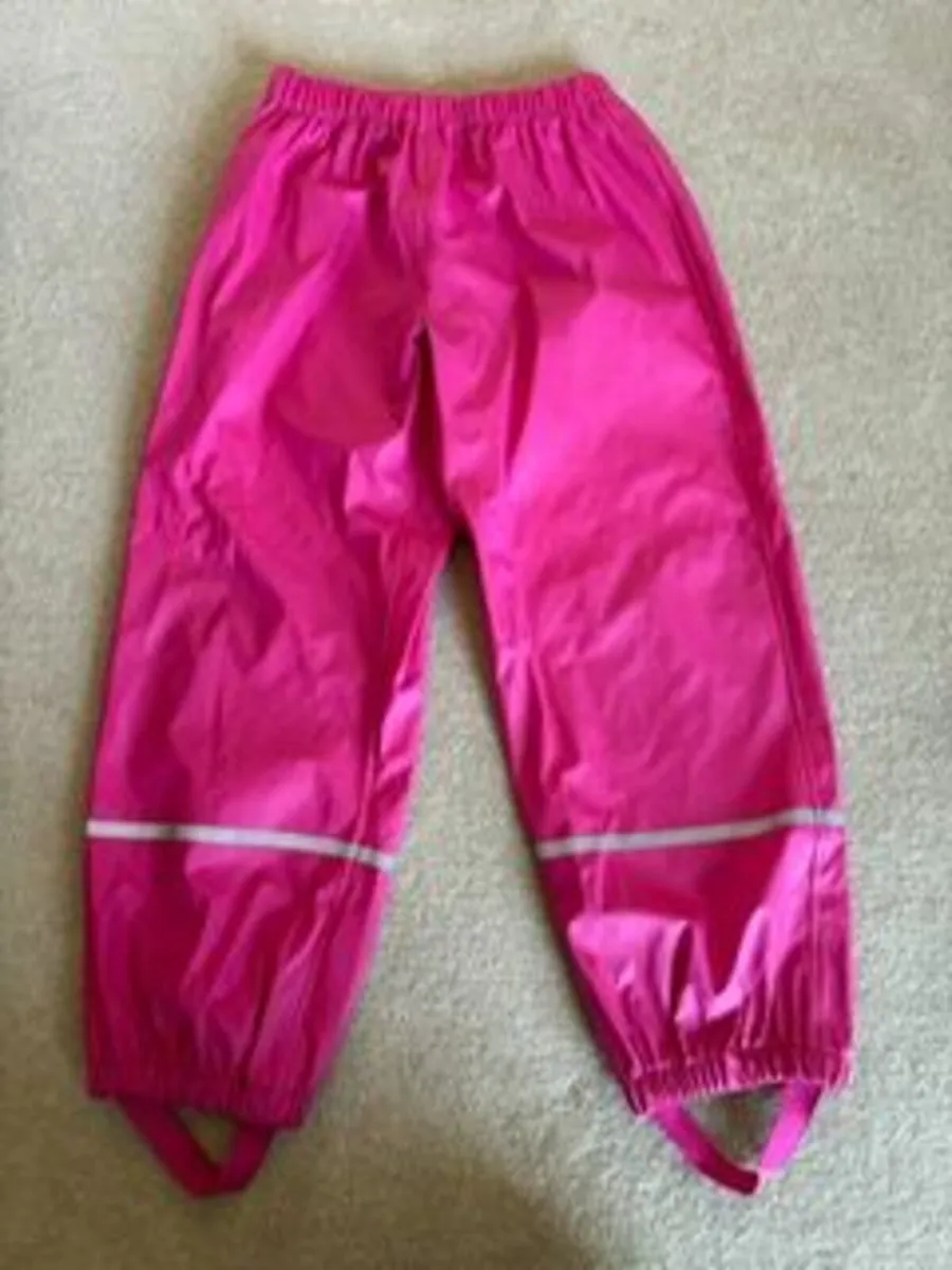Girls Pink Waterproof pants age 6-8 - Image 1